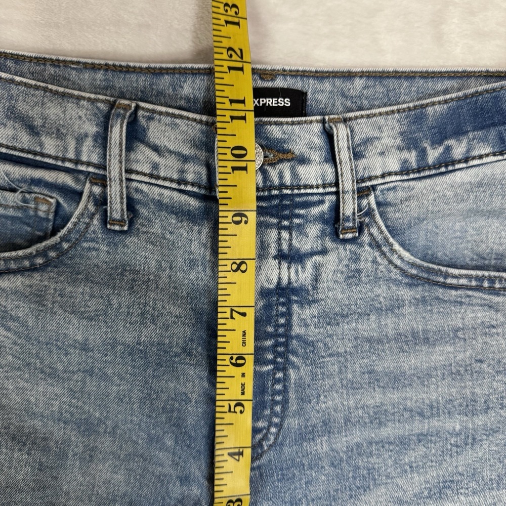 Express High Rise Straight Ankle Jeans Size 4 Light Acid Wash Distressed Cropped - Picture 10 of 15
